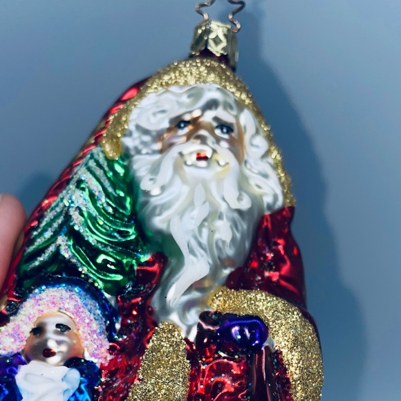 Authentic Star-Topped Inge-Glas German Made Christmas Ornament Large Santa - Picture 2 of 5
